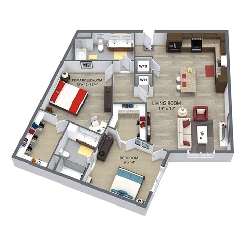 C3 Floor Plan at Aster Apartments, Ohio